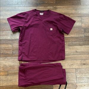 Burgundy Carhartt Rip Stop Scrub Set
